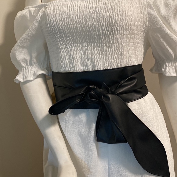 Faux black leather Obi minimalist belt 12-14 - Picture 3 of 3